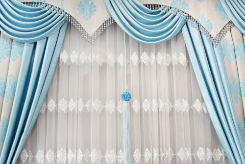 blue drapes